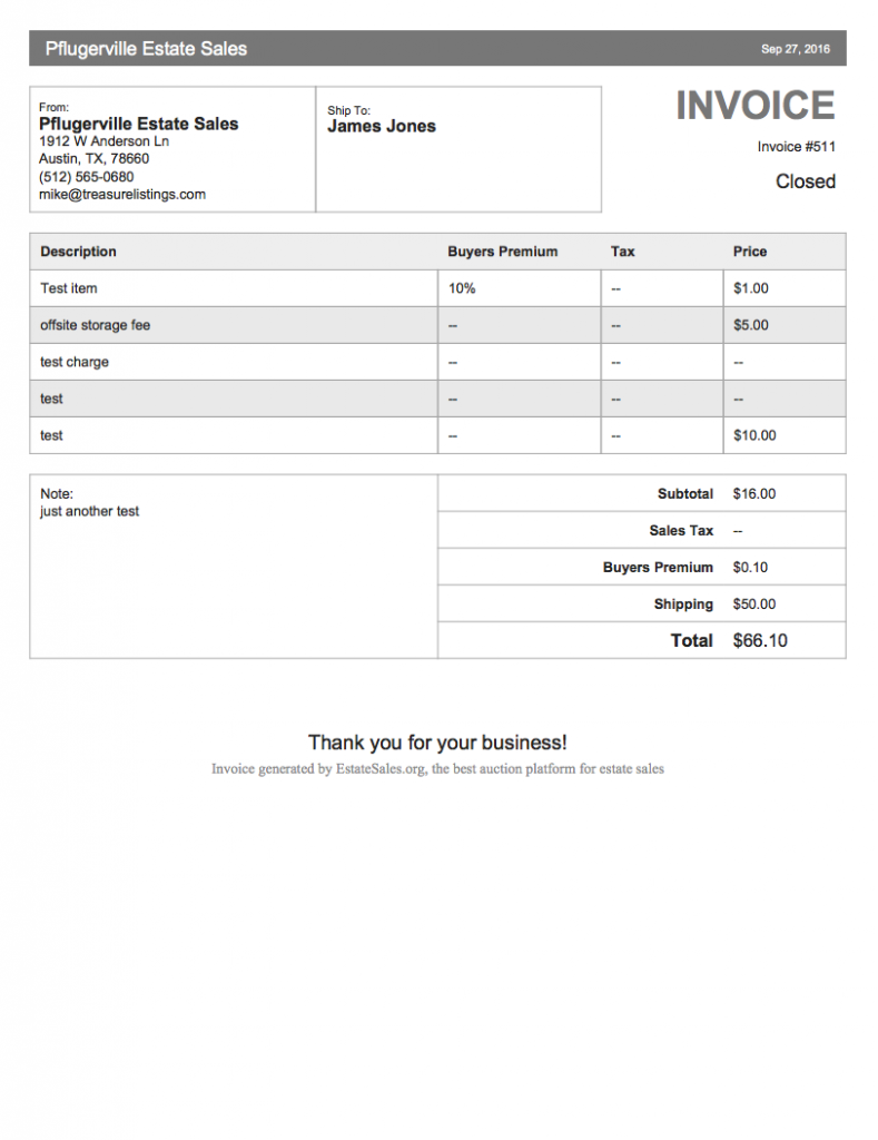 An example invoice