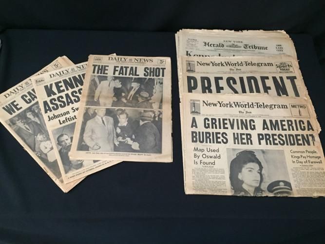 Newspaper headline: Kennedy Assassination