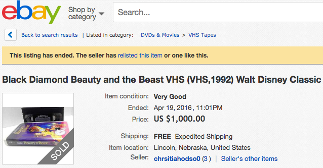 Vintage VHS Beauty and the Beast