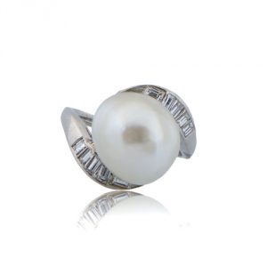 Vintage Engagement Rings_1960s pearl baguette cut vintage ring