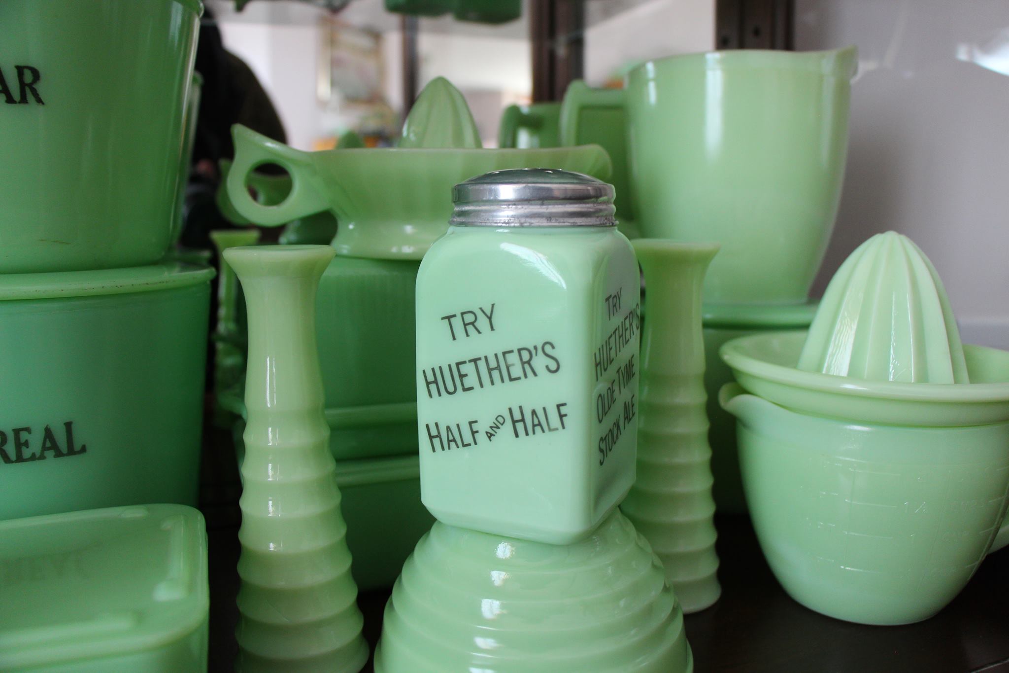 Jadeite Beehive Covered Drippings or Refrigerator Jar-Uranium