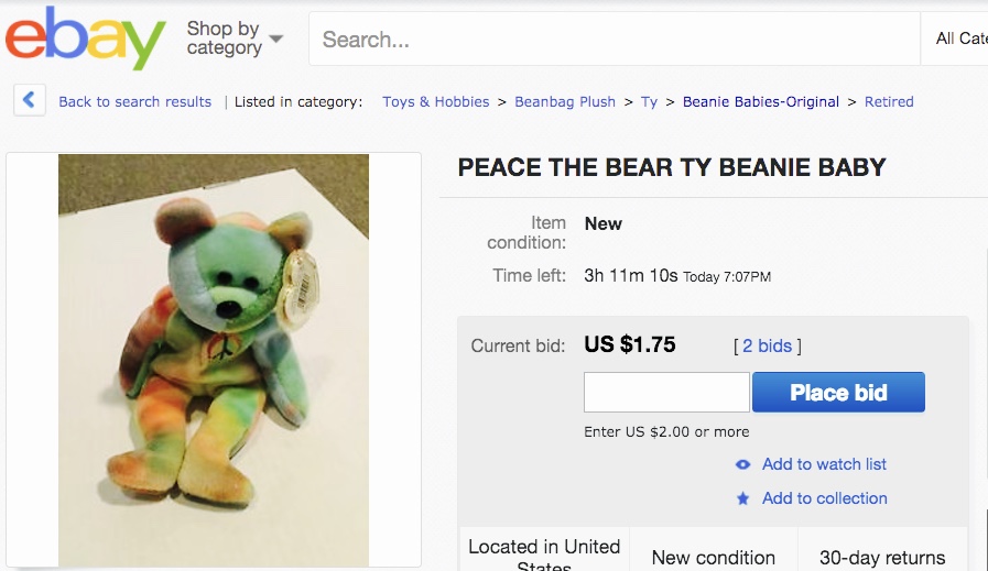 Beanie Babies Peace the Bear