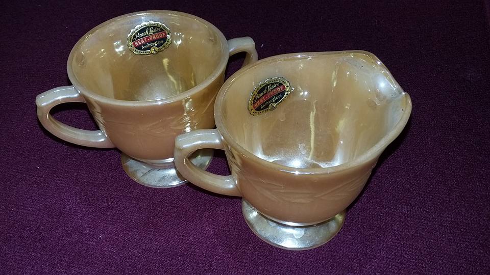 Peach lustre fire king cups