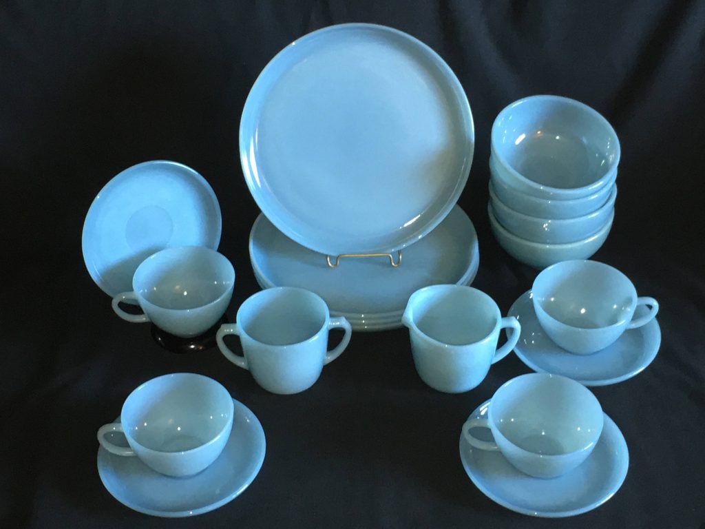 Turquoise Blue Fire King Dining Set