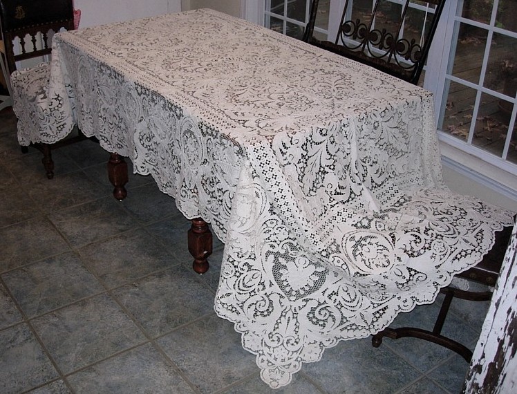 Italian needle lace tablecloth circa 1900