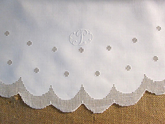 Irish linen tablecloth with monogram