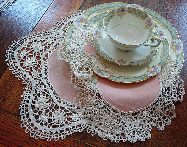 Vintage Handmade Lace Lace Up Cotton & Linen Italy circa 1900