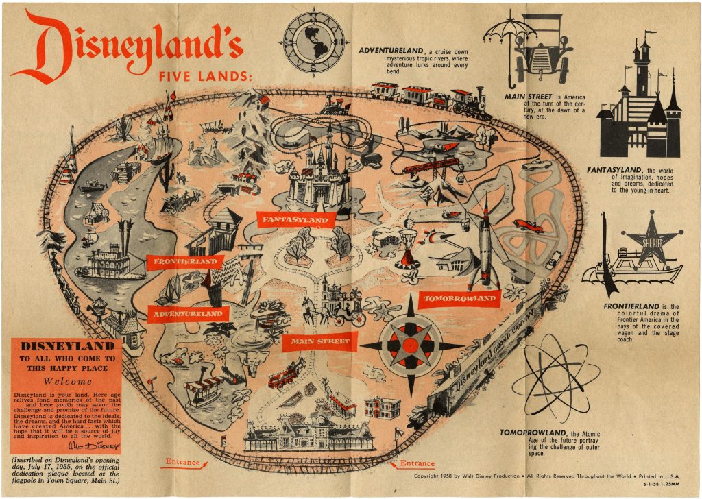 1958 Disneyland park map