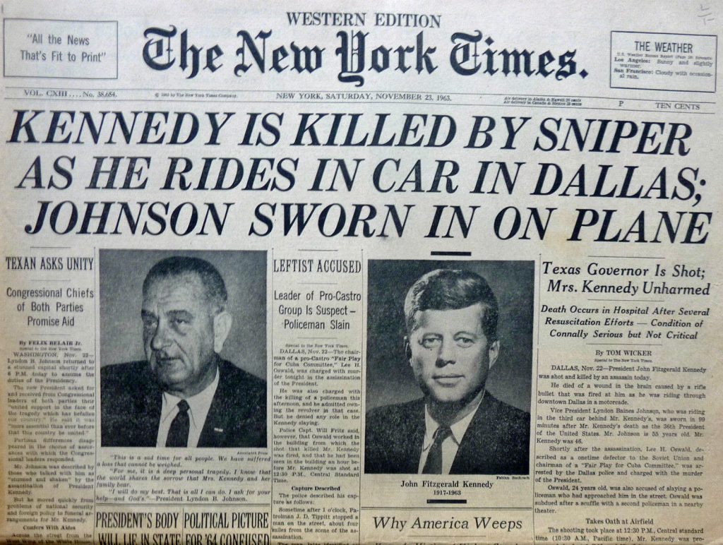 Kennedy assassination newspaper