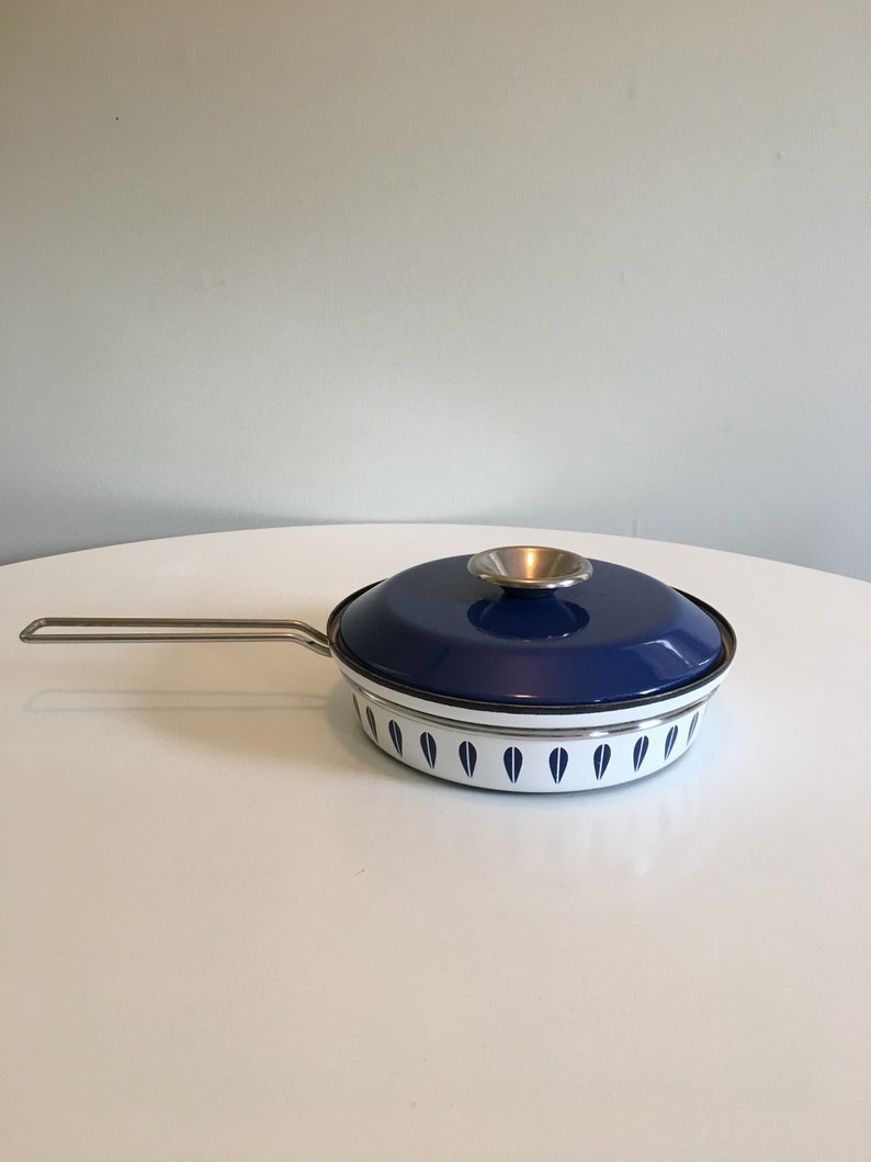 Blue and white skillet