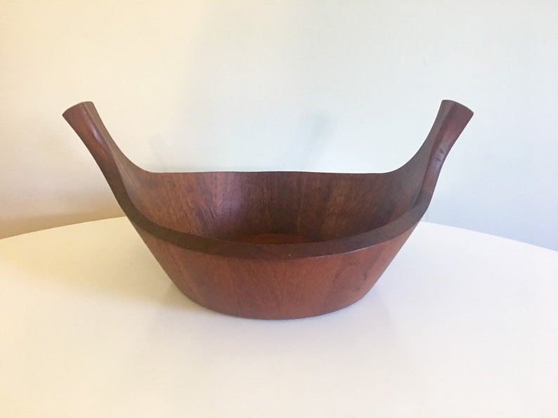 Wooden teak serving bowl.