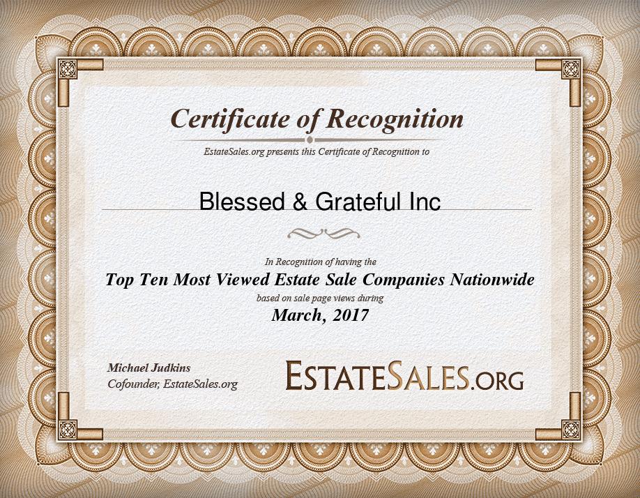Most Viewed Estate Sale Company Award