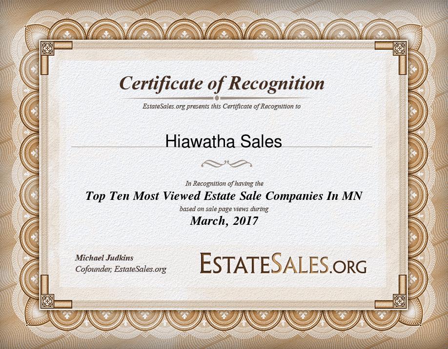 Most Viewed Estate Sale Company Award