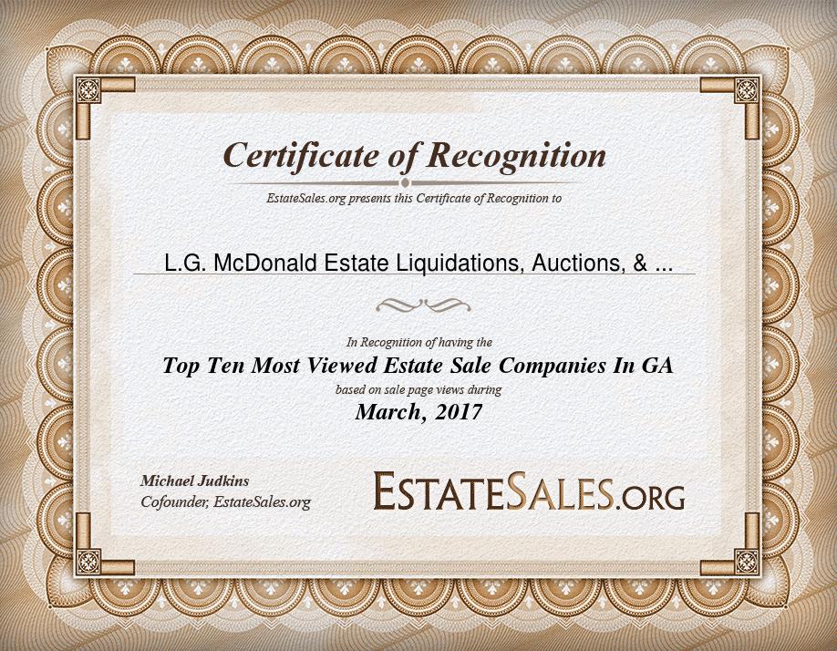Most Viewed Estate Sale Company Award