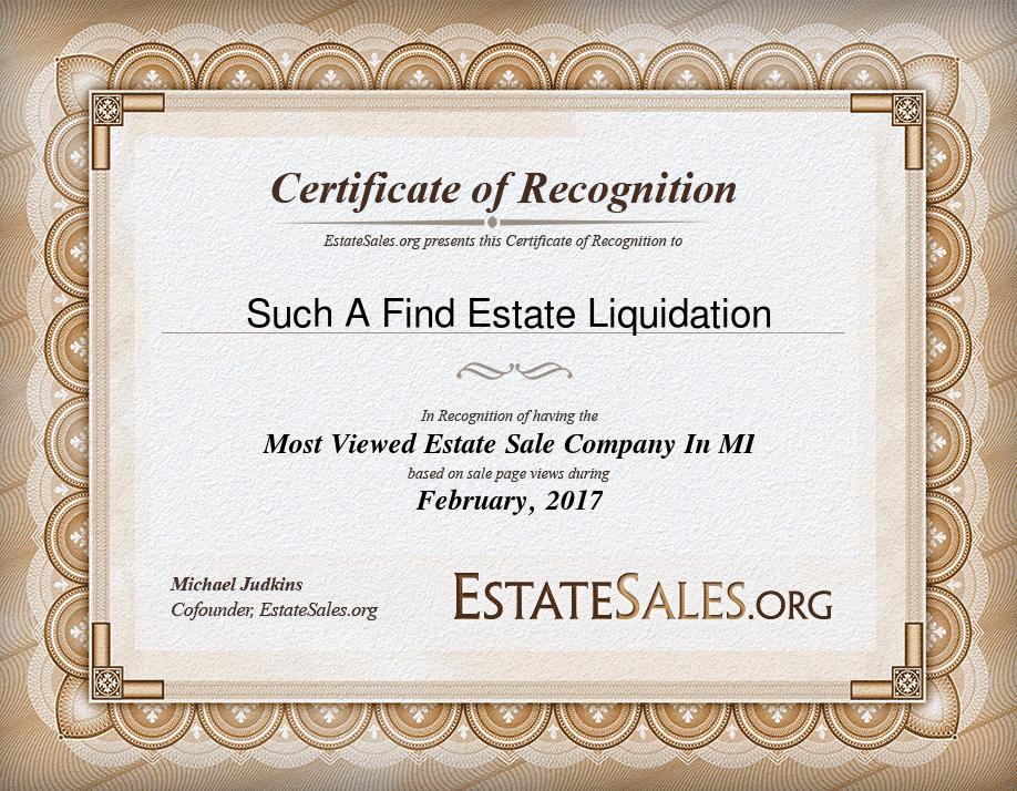 Most Viewed Estate Sale Company Award