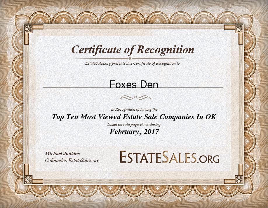 Most Viewed Estate Sale Company Award