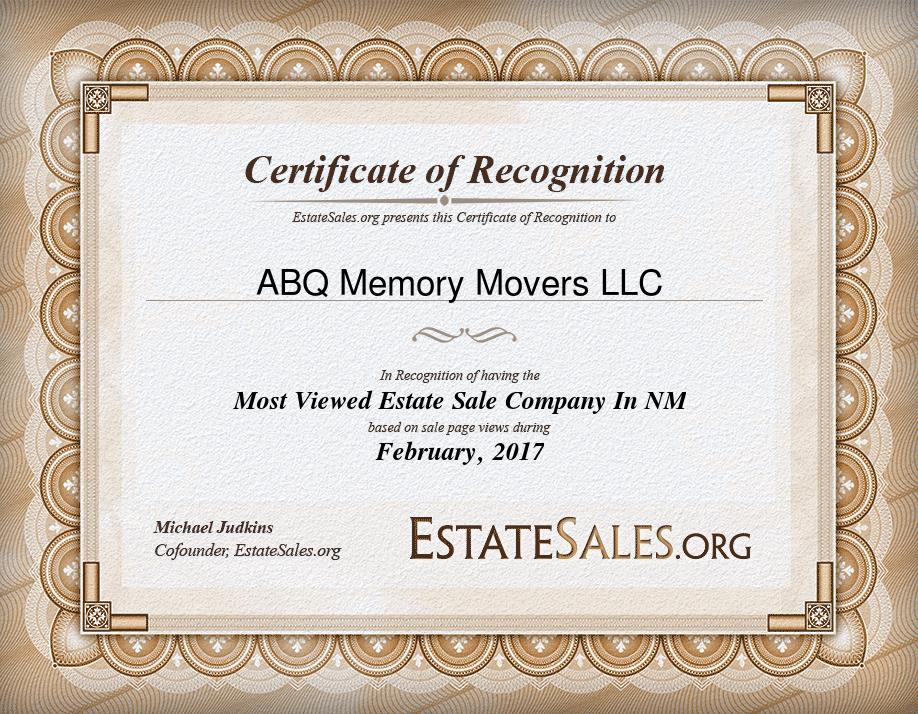 Most Viewed Estate Sale Company Award