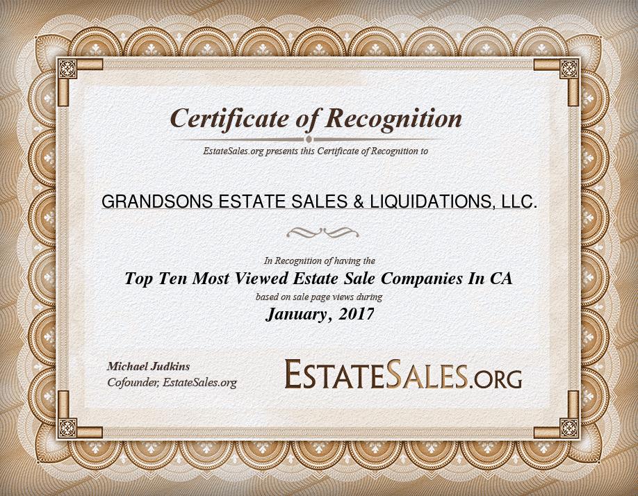 Most Viewed Estate Sale Company Award