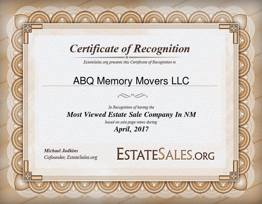 Most Viewed Estate Sale Company Award