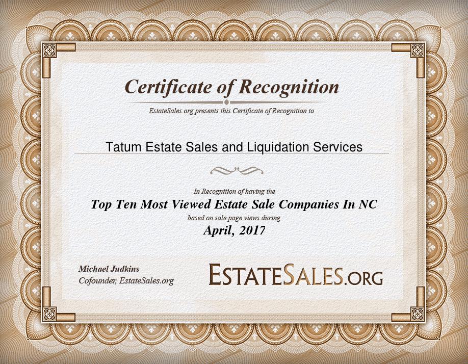 Most Viewed Estate Sale Company Award