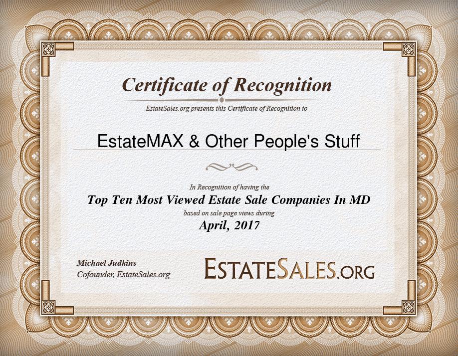 Most Viewed Estate Sale Company Award