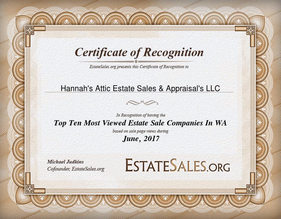 Most Viewed Estate Sale Company Award