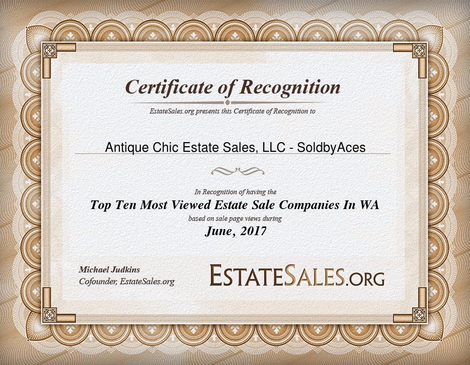 Most Viewed Estate Sale Company Award