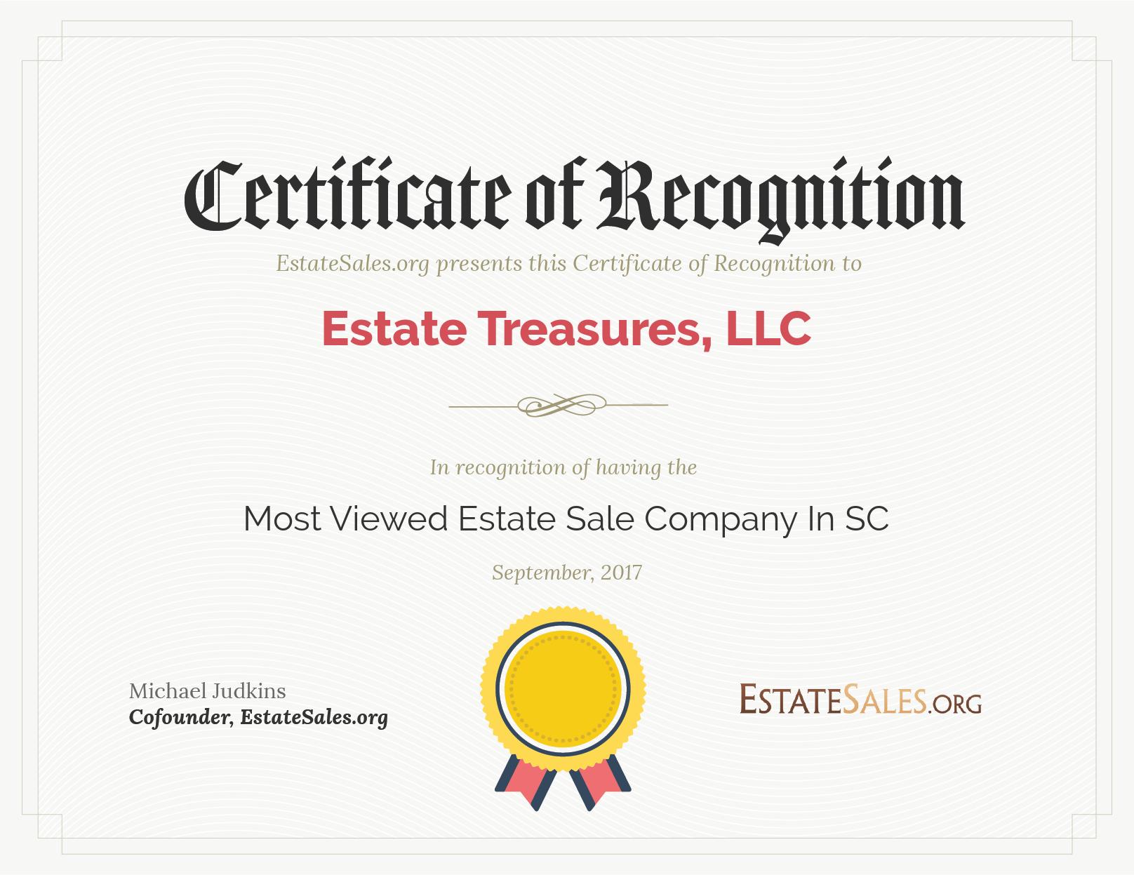 Most Viewed Estate Sale Company Award