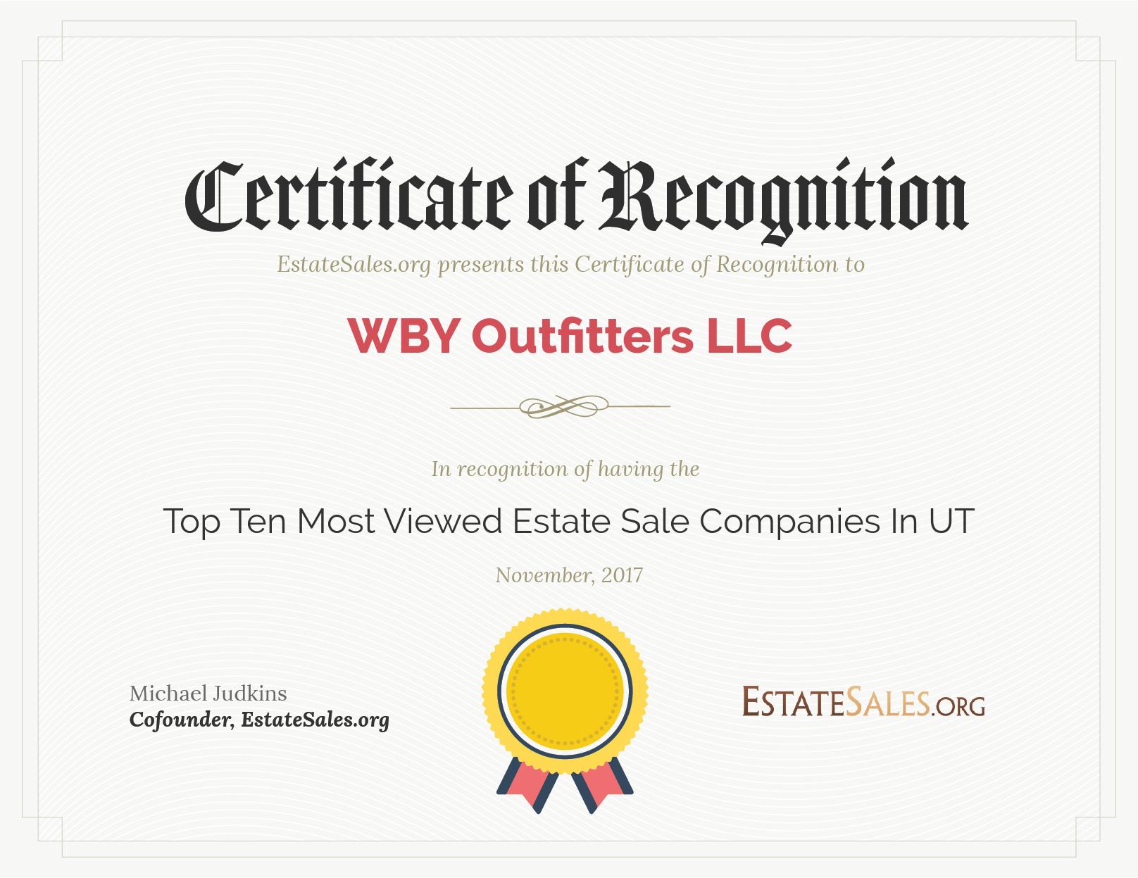 Most Viewed Estate Sale Company Award