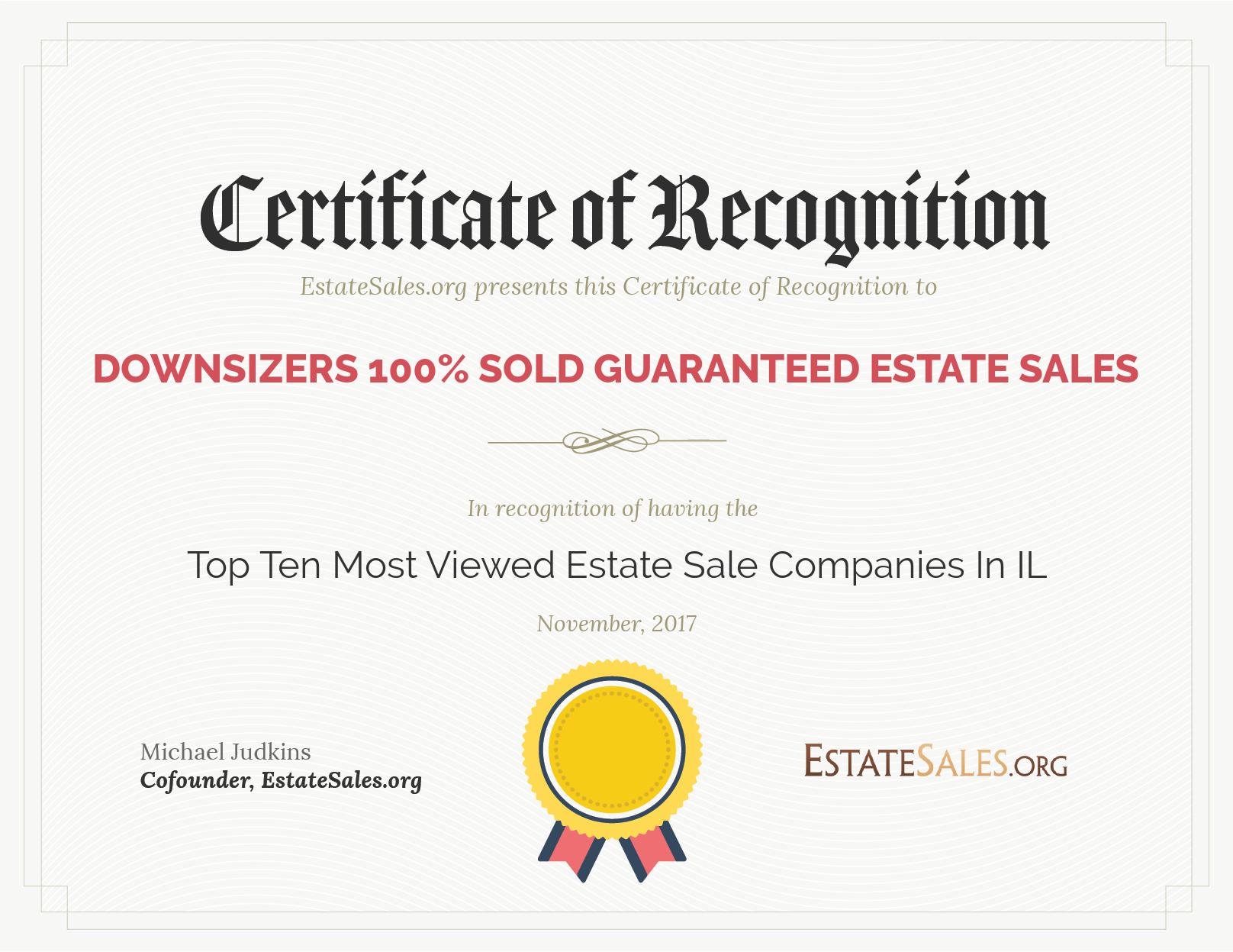 Most Viewed Estate Sale Company Award