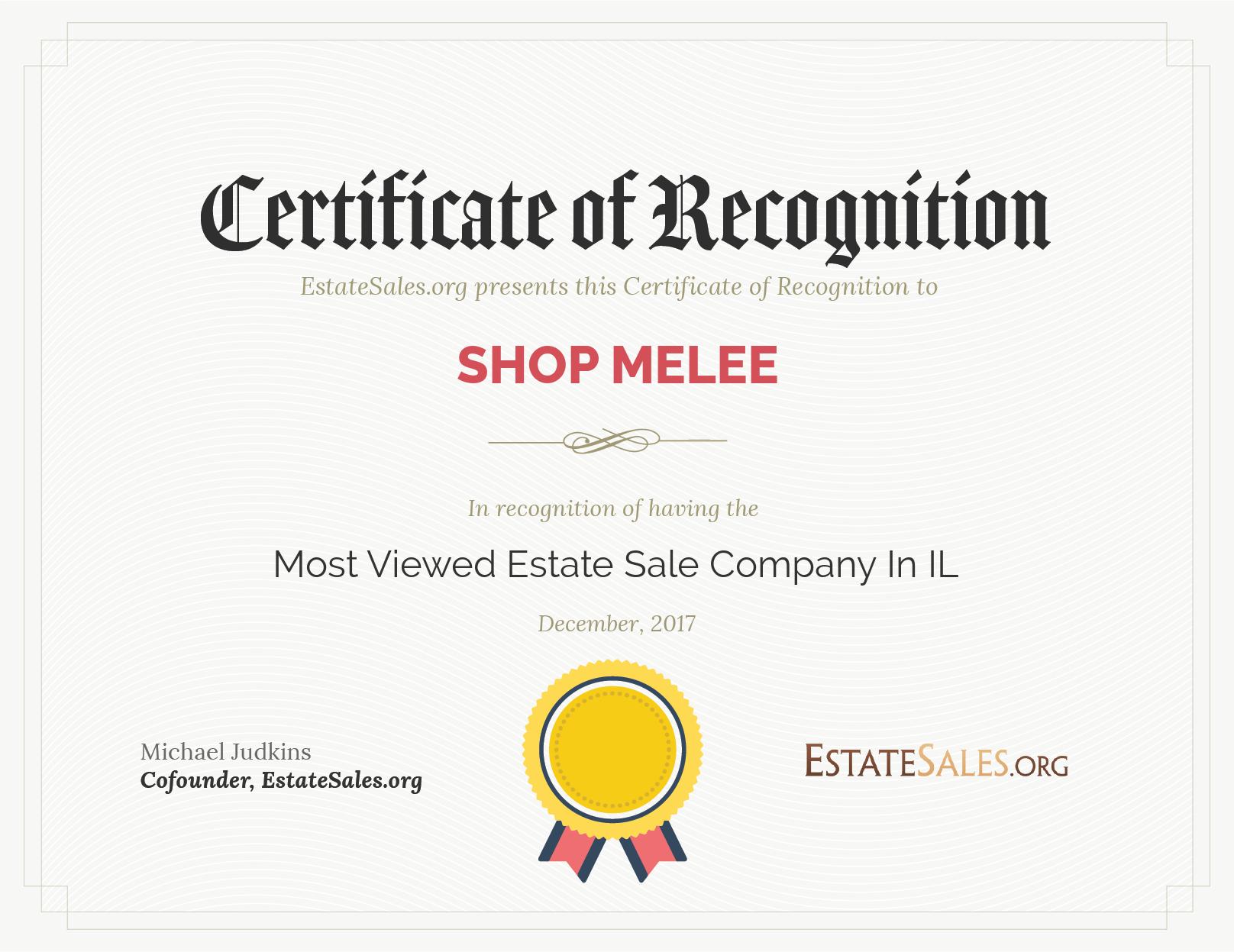 Most Viewed Estate Sale Company Award