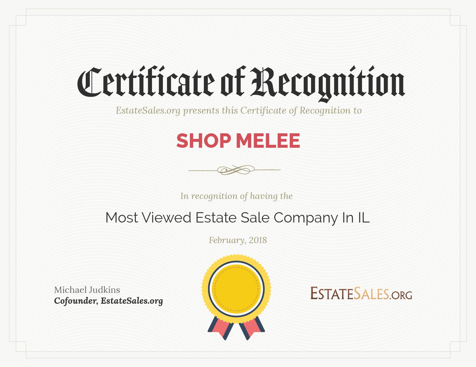 Most Viewed Estate Sale Company Award