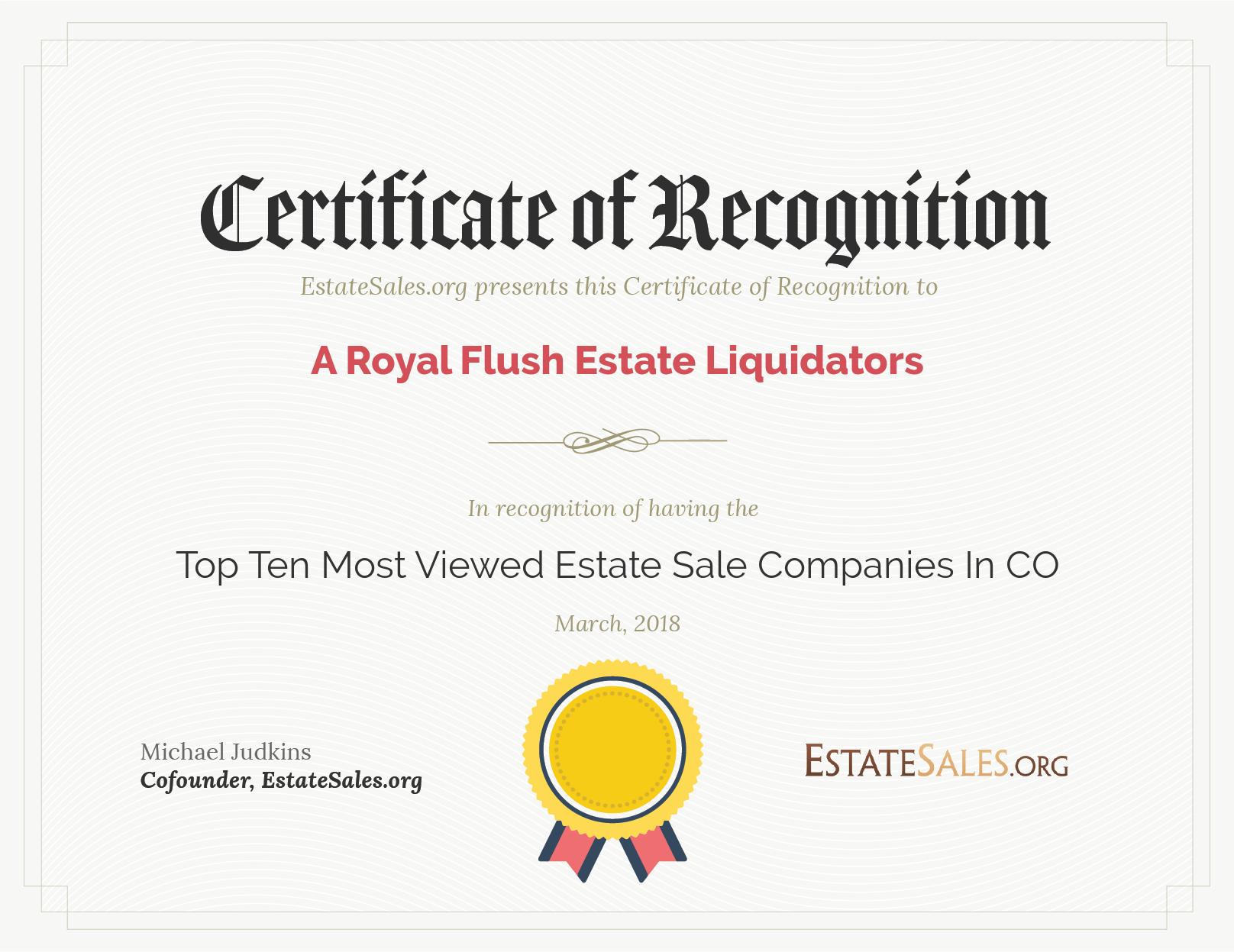 Most Viewed Estate Sale Company Award