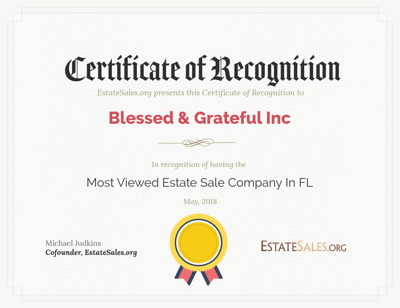 Most Viewed Estate Sale Company Award