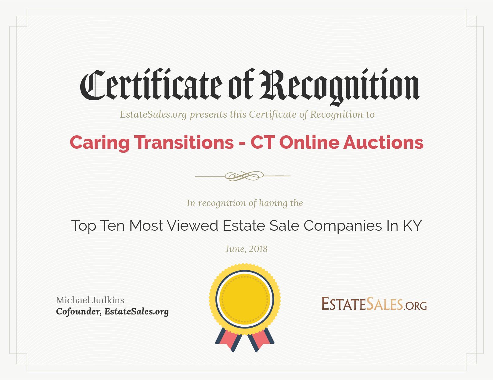 Most Viewed Estate Sale Company Award