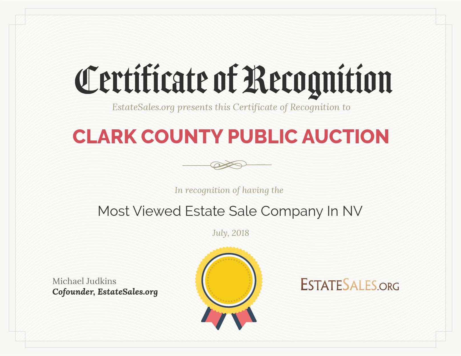 Most Viewed Estate Sale Company Award