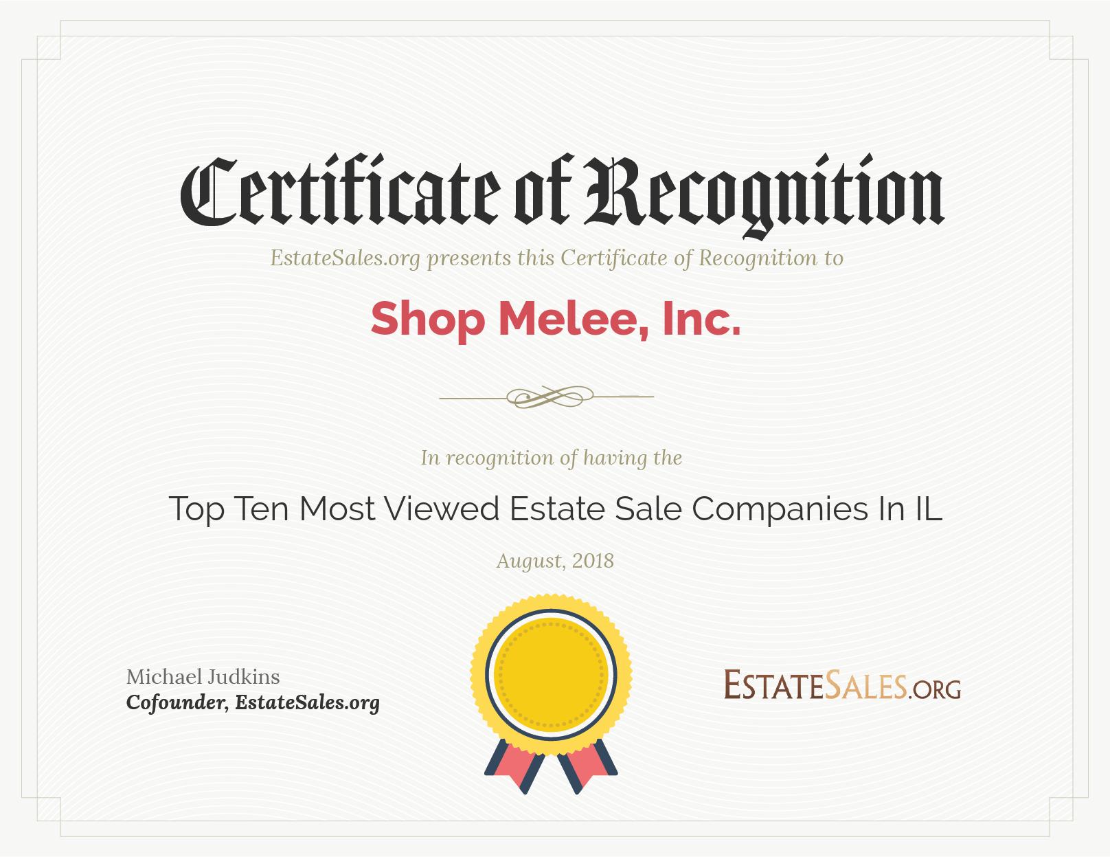 Most Viewed Estate Sale Company Award
