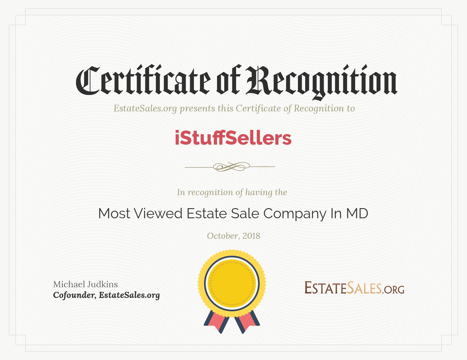 Most Viewed Estate Sale Company Award
