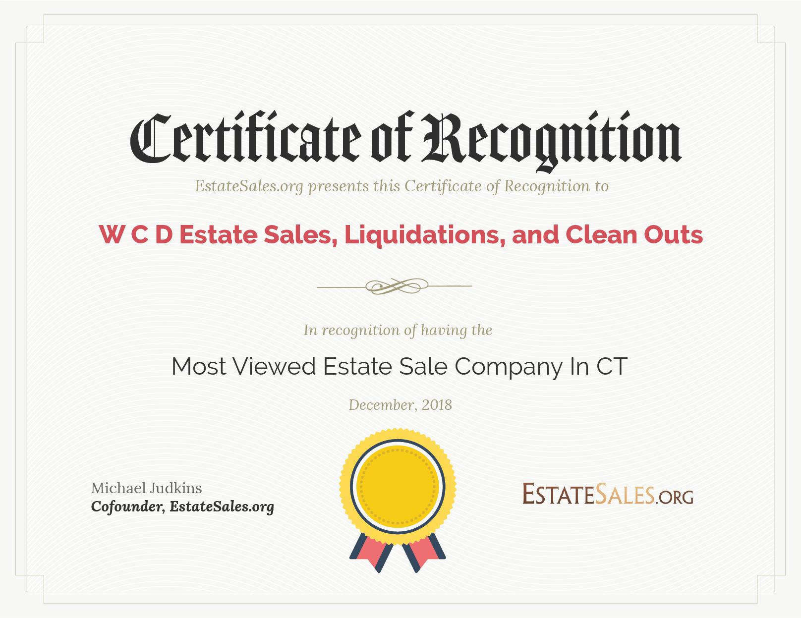 Most Viewed Estate Sale Company Award