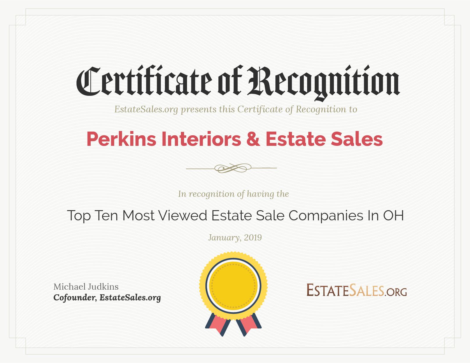 Most Viewed Estate Sale Company Award