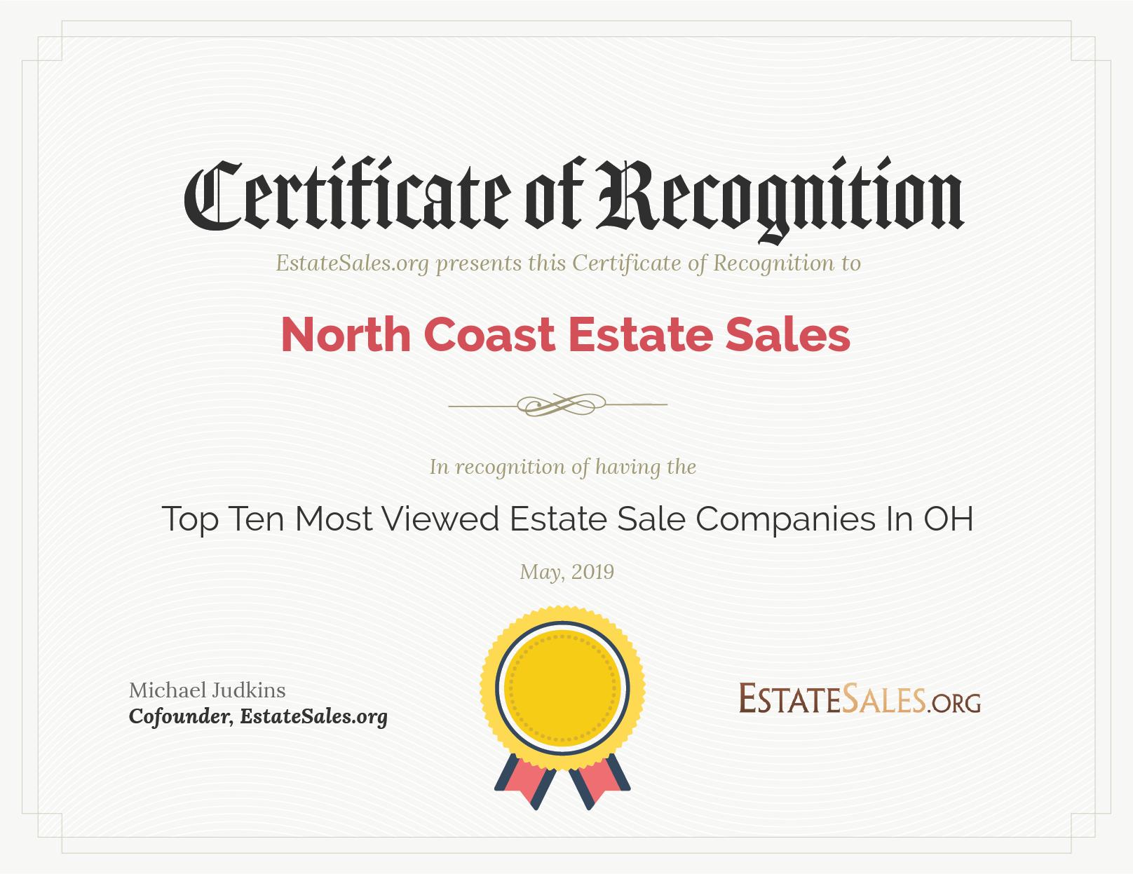 Most Viewed Estate Sale Company Award