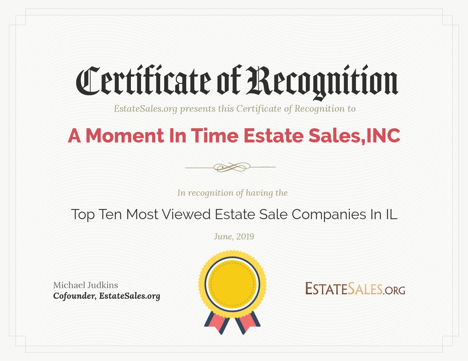 Most Viewed Estate Sale Company Award