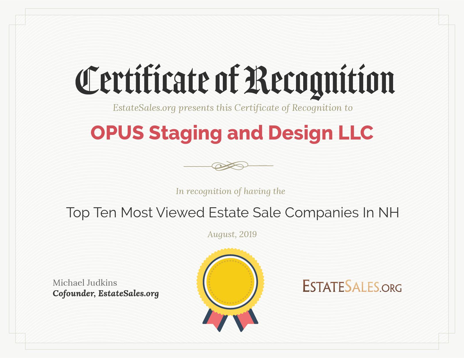 Most Viewed Estate Sale Company Award