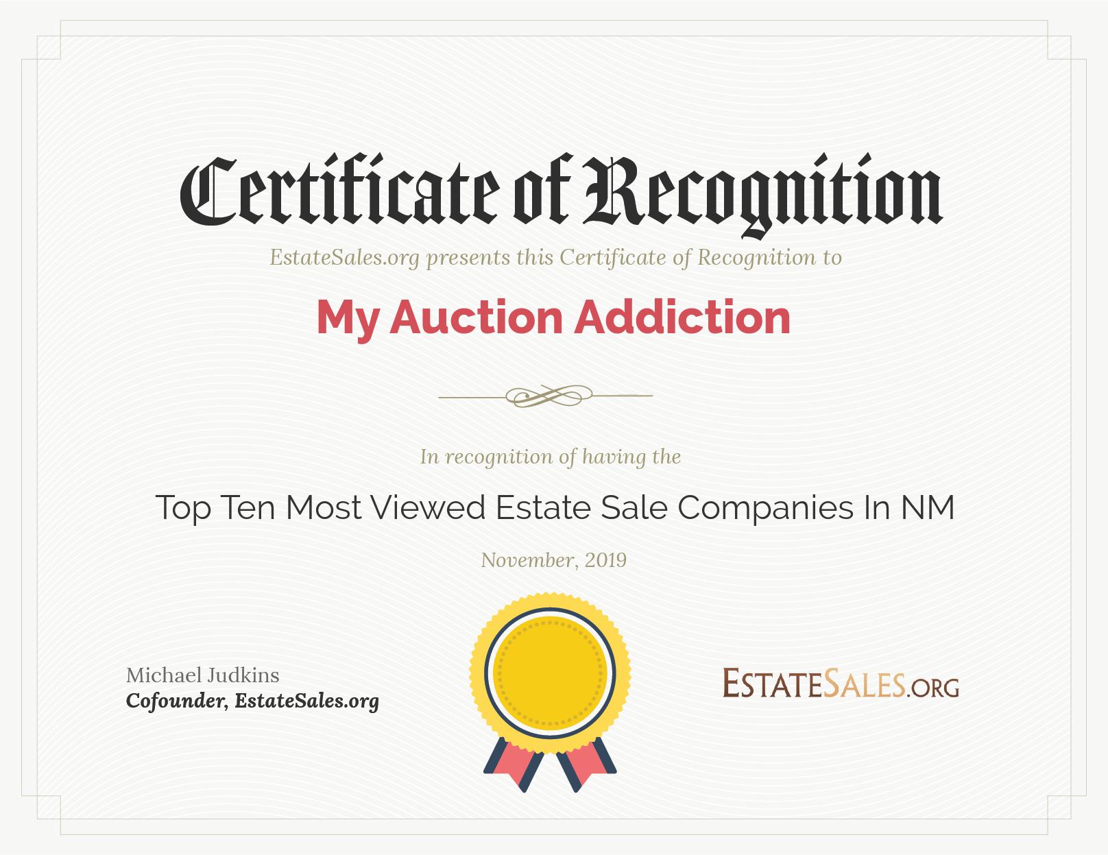 Most Viewed Estate Sale Company Award