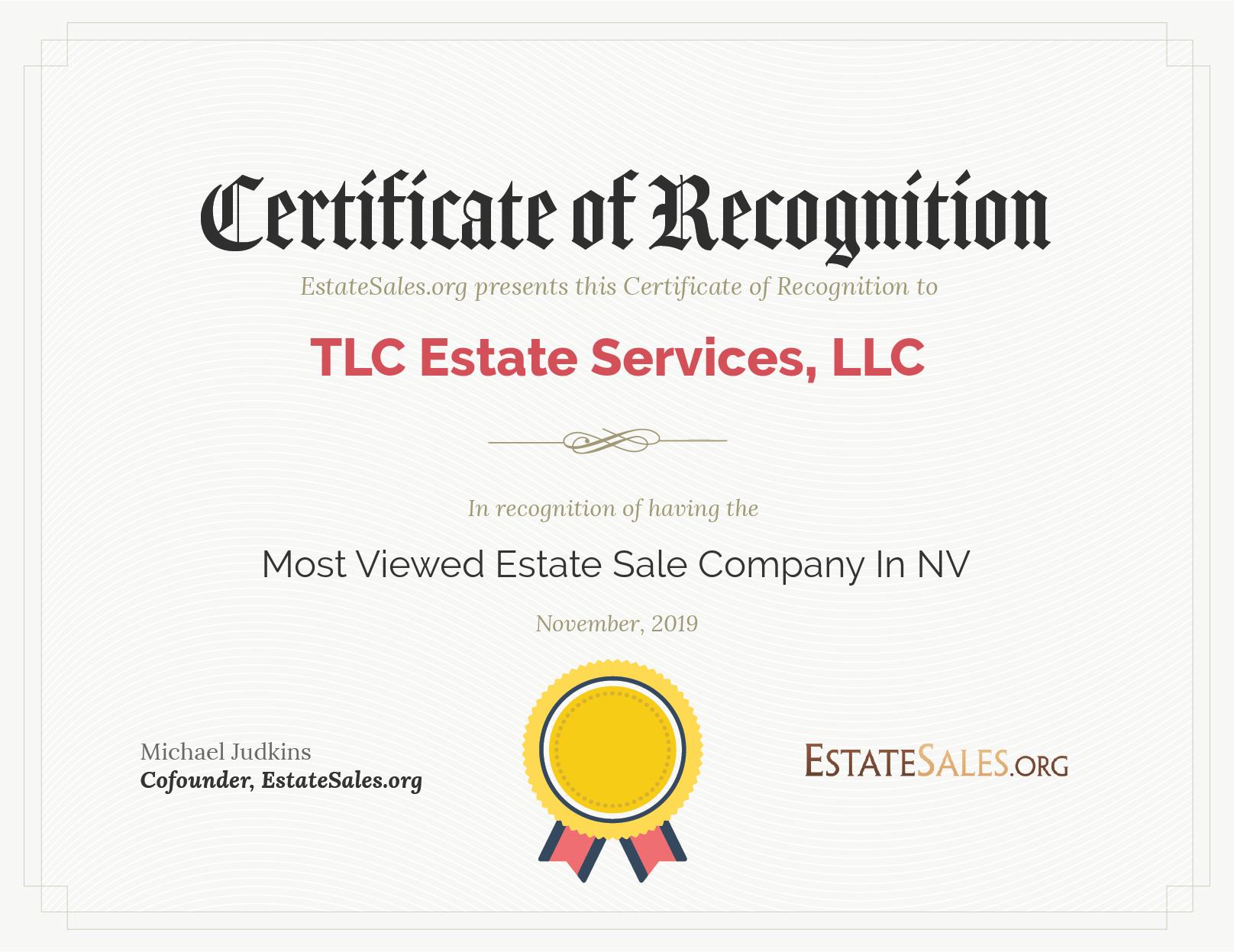 Most Viewed Estate Sale Company Award