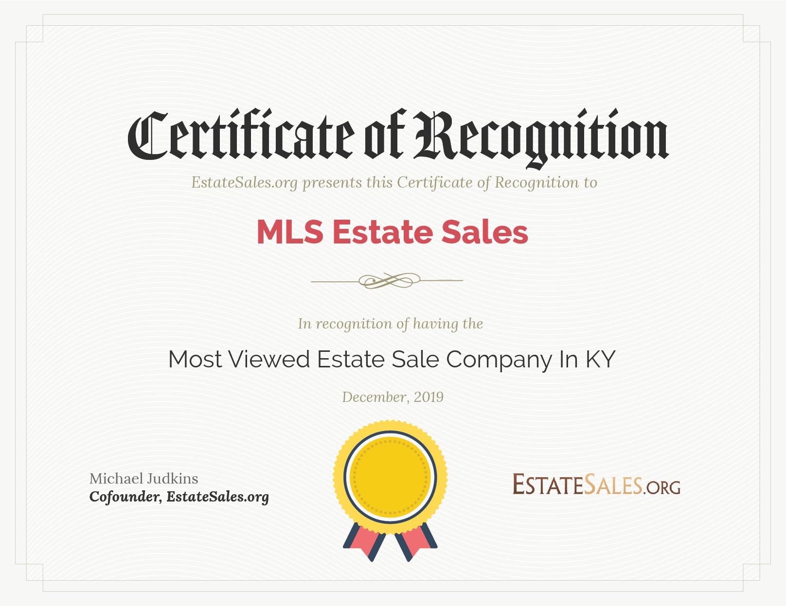 Most Viewed Estate Sale Company Award