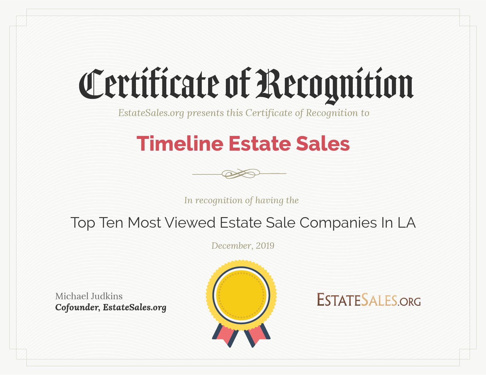 Most Viewed Estate Sale Company Award