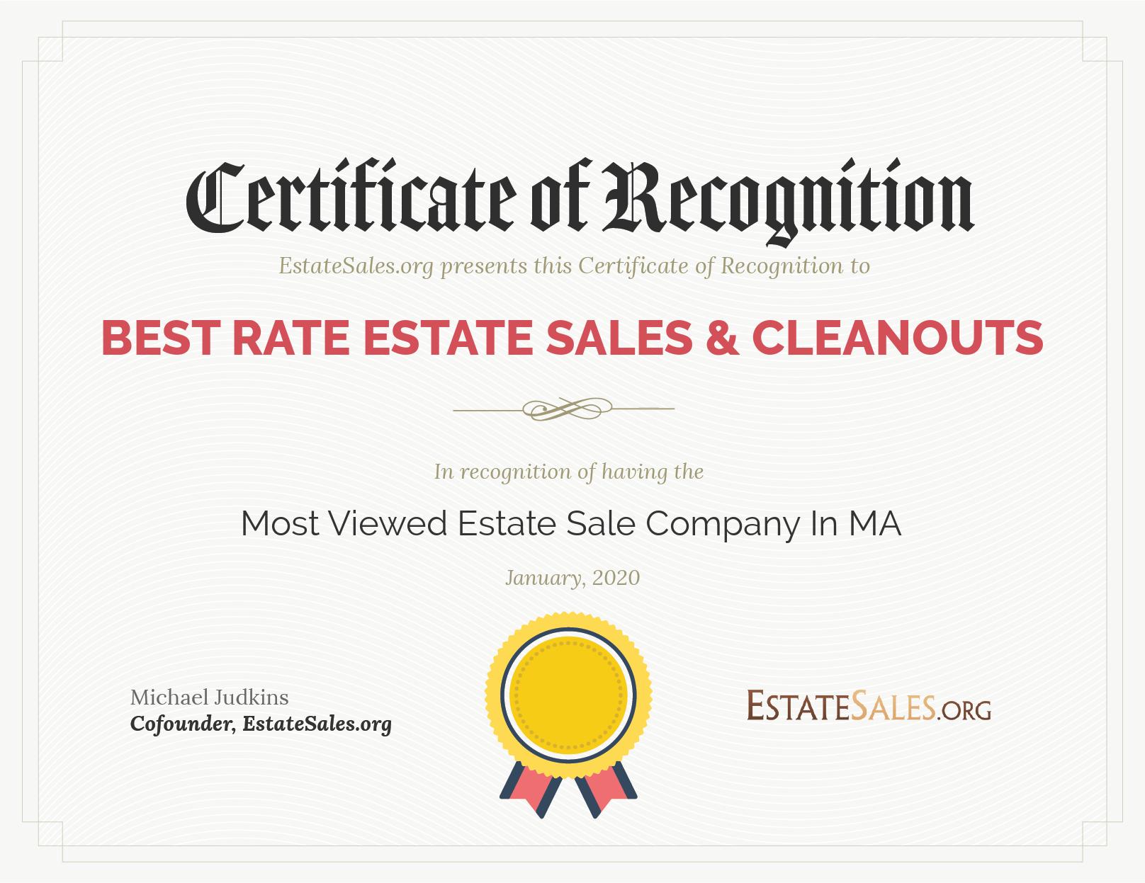 Most Viewed Estate Sale Company Award