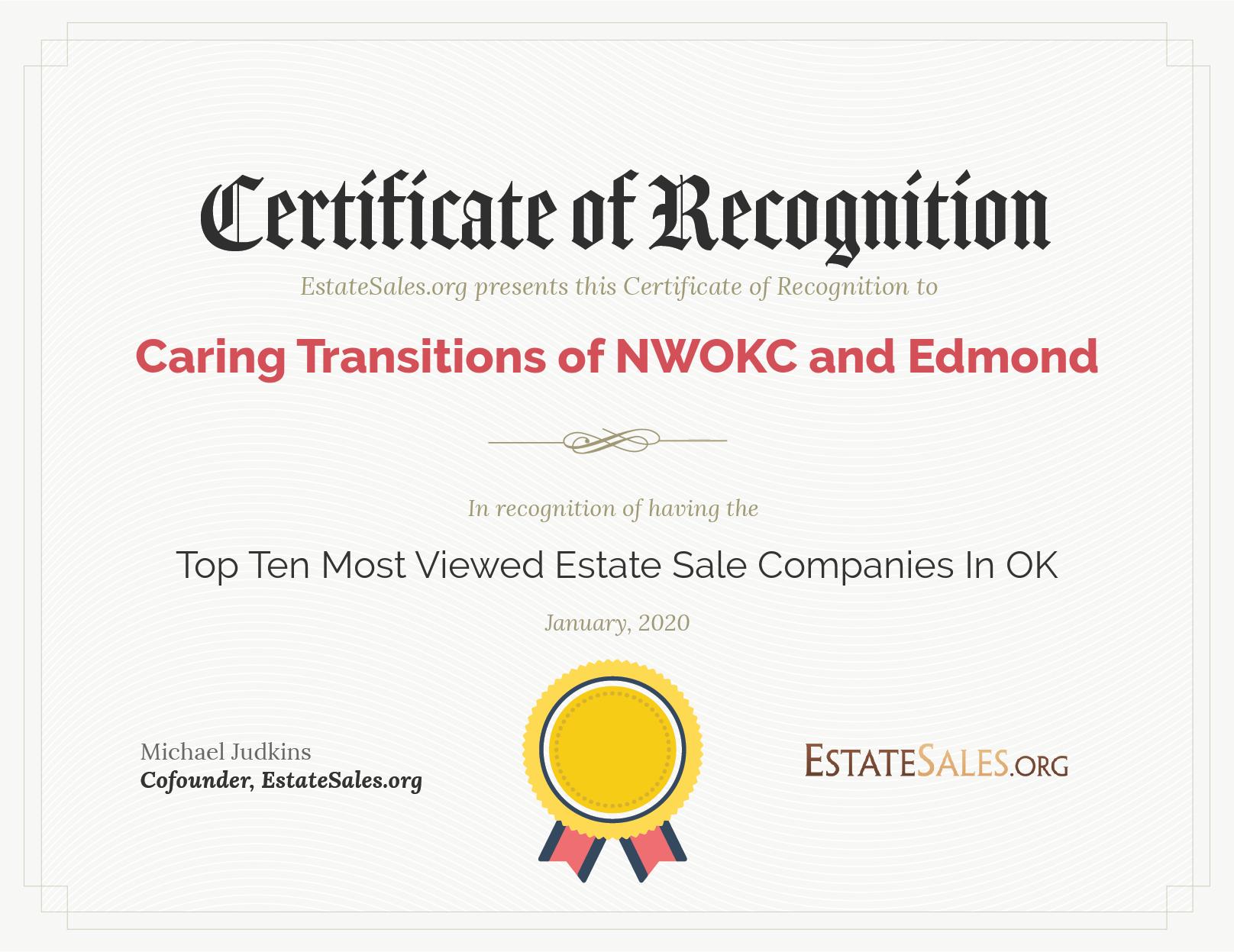 Most Viewed Estate Sale Company Award