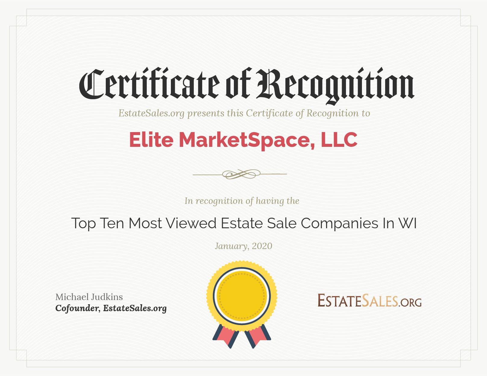 Most Viewed Estate Sale Company Award